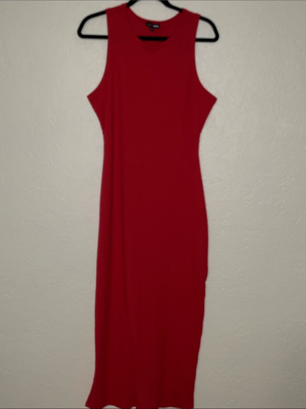 FASHION NOVA Crimson Ribbed Midi Tank Dress